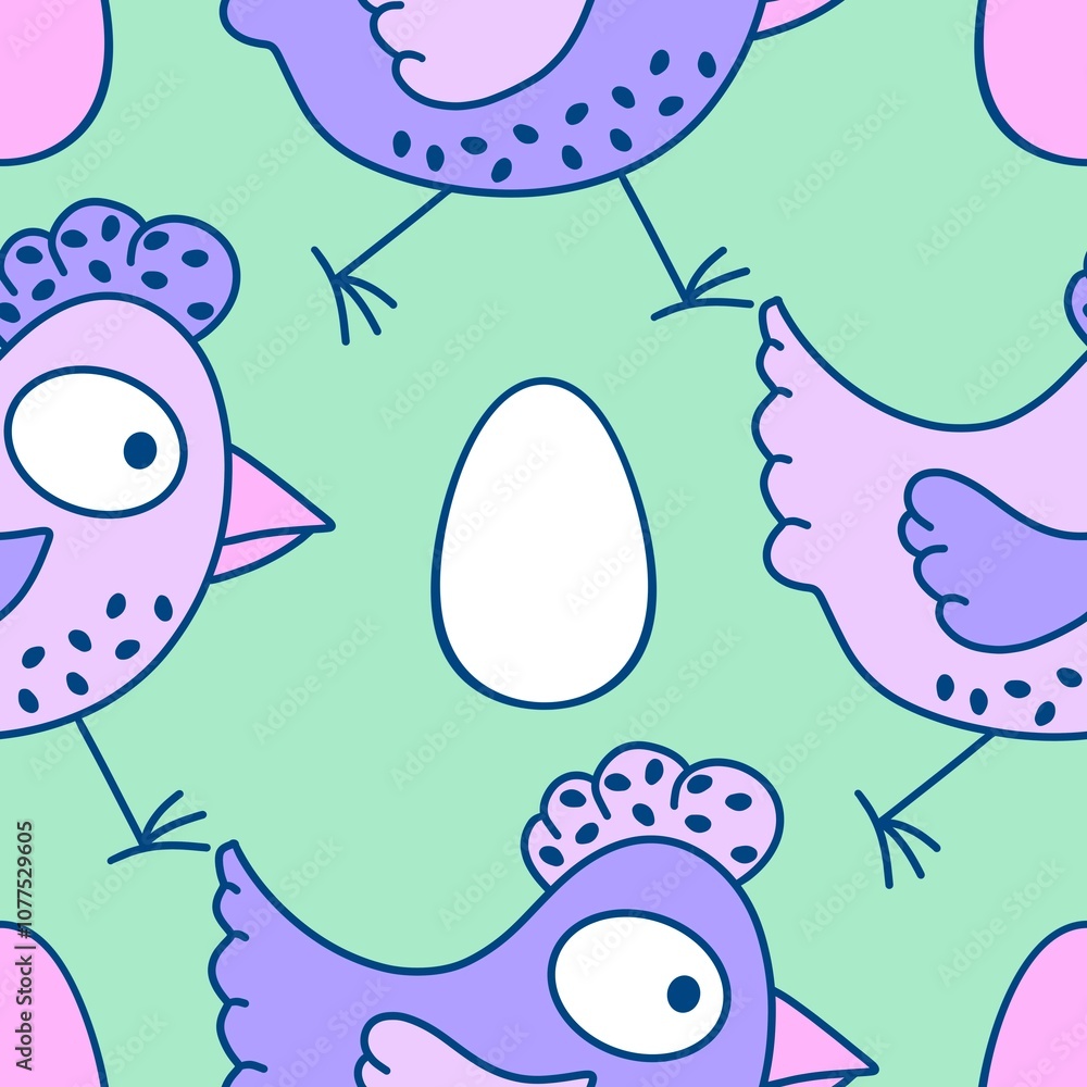 Easter chicken seamless birds pattern for wrapping paper and fabrics Easter chicken seamless birds pattern for wrapping paper and fabrics