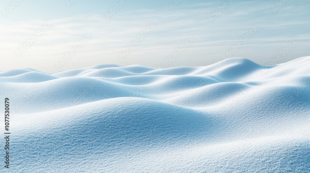 Snowy Landscape with Rolling Hills and a Blue Sky Snowy Landscape with Rolling Hills and a Blue Sky