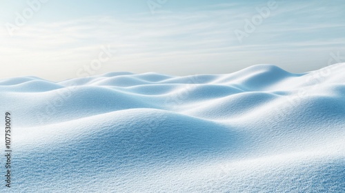 Snowy Landscape with Rolling Hills and a Blue Sky