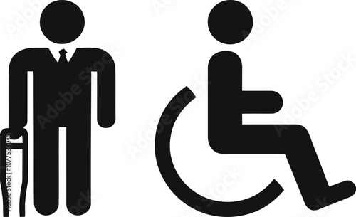 Disabled Person Sign - Inclusive Accessibility Icon for Mobility, Disability, and Public Service Designs

