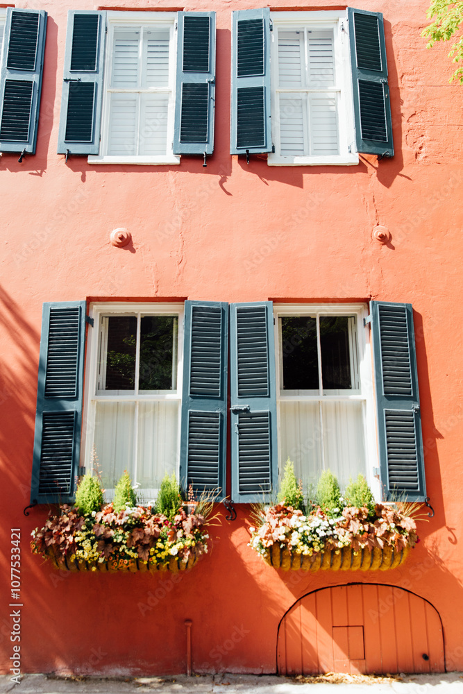 Blue shutters on windows Blue shutters on windows