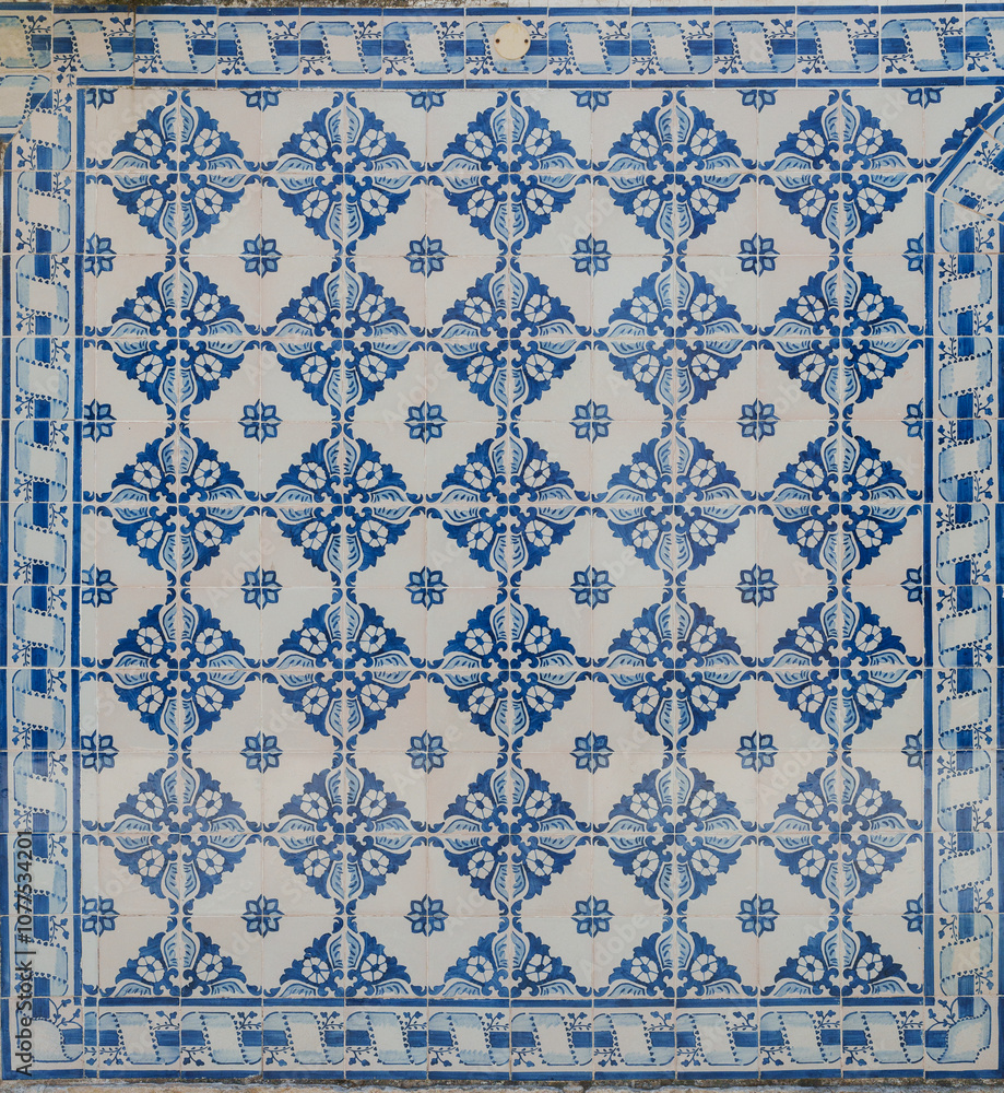 Decorative portuguese blue and white tile pattern Decorative portuguese blue and white tile pattern