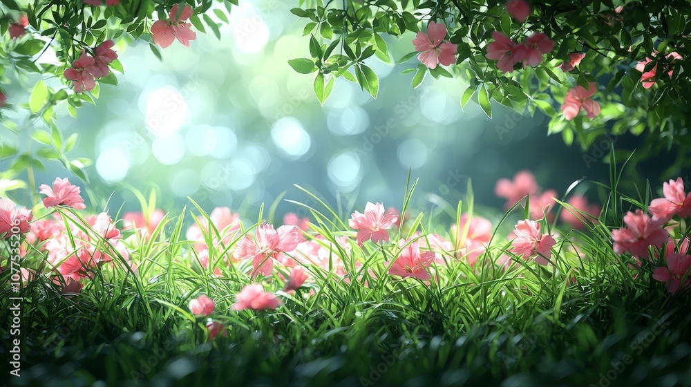 A serene garden scene with blooming flowers and lush greenery, evoking tranquility and beauty. A serene garden scene with blooming flowers and lush greenery, evoking tranquility and beauty.
