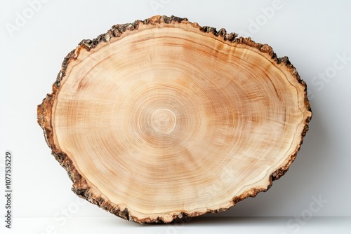 Close-up of a tree cross-section showing growth rings, symbolizing nature and time passage.