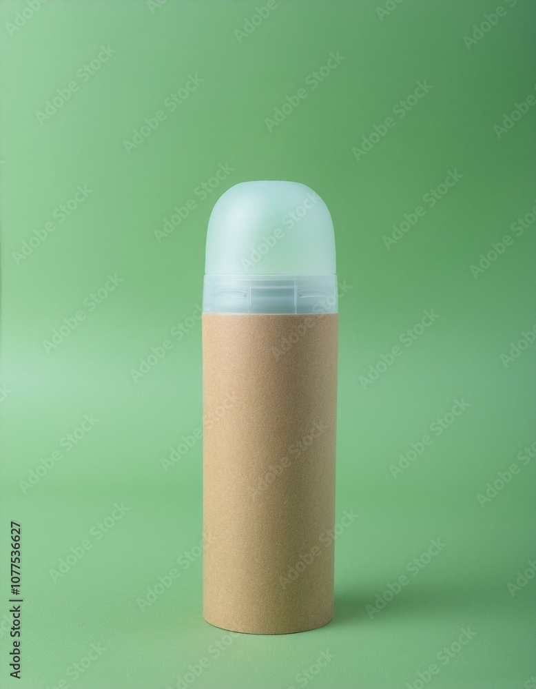 Brown cardboard tube on green background Brown cardboard tube on green background