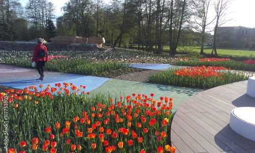 Landschaft mit Fischer und Blumen