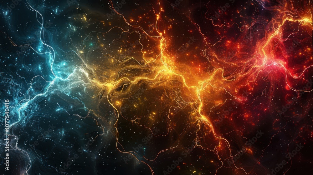 Obraz premium An artistic depiction of brain cells, using bright colors and abstract patterns