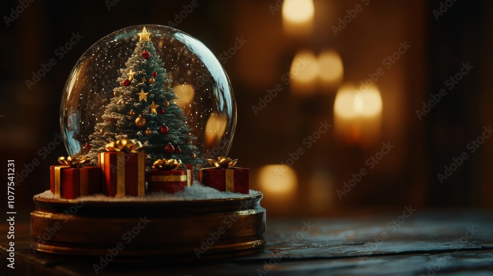 A festive snow globe featuring a Christmas tree, evoking holiday cheer with its intricate winter scene inside. A festive snow globe featuring a Christmas tree, evoking holiday cheer with its intricate winter scene inside.