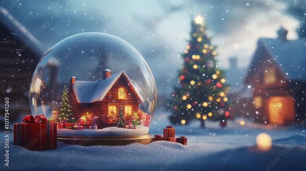A charming snow globe featuring a cozy house, surrounded by swirling snowflakes, evoking a festive winter wonderland. A charming snow globe featuring a cozy house, surrounded by swirling snowflakes, evoking a festive winter wonderland.