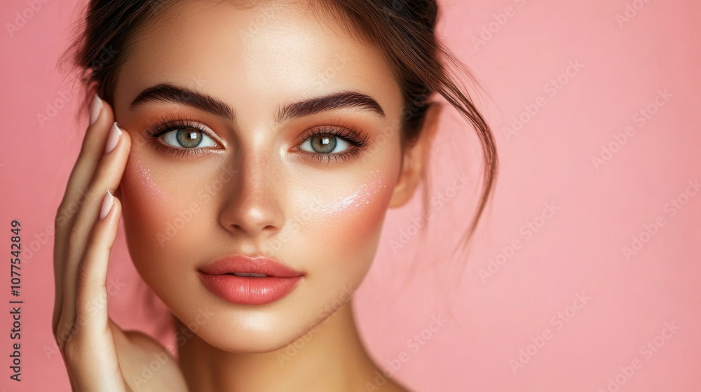 Close-up of a woman's face. Perfect for beauty and skincare product advertisements. Close-up of a woman's face. Perfect for beauty and skincare product advertisements.
