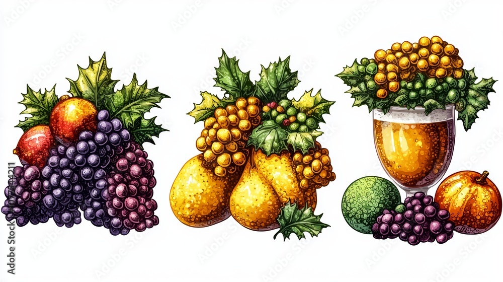 A vibrant assortment of fresh fruits with a glass of red wine, set against a rustic wooden table, evoking a sense of indulgence. A vibrant assortment of fresh fruits with a glass of red wine, set against a rustic wooden table, evoking a sense of indulgence.