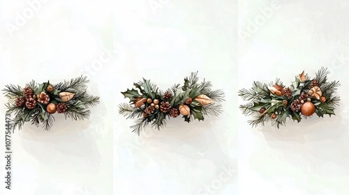 Festive Christmas arrangement featuring pine cones and red berries, capturing holiday spirit and natural elegance.