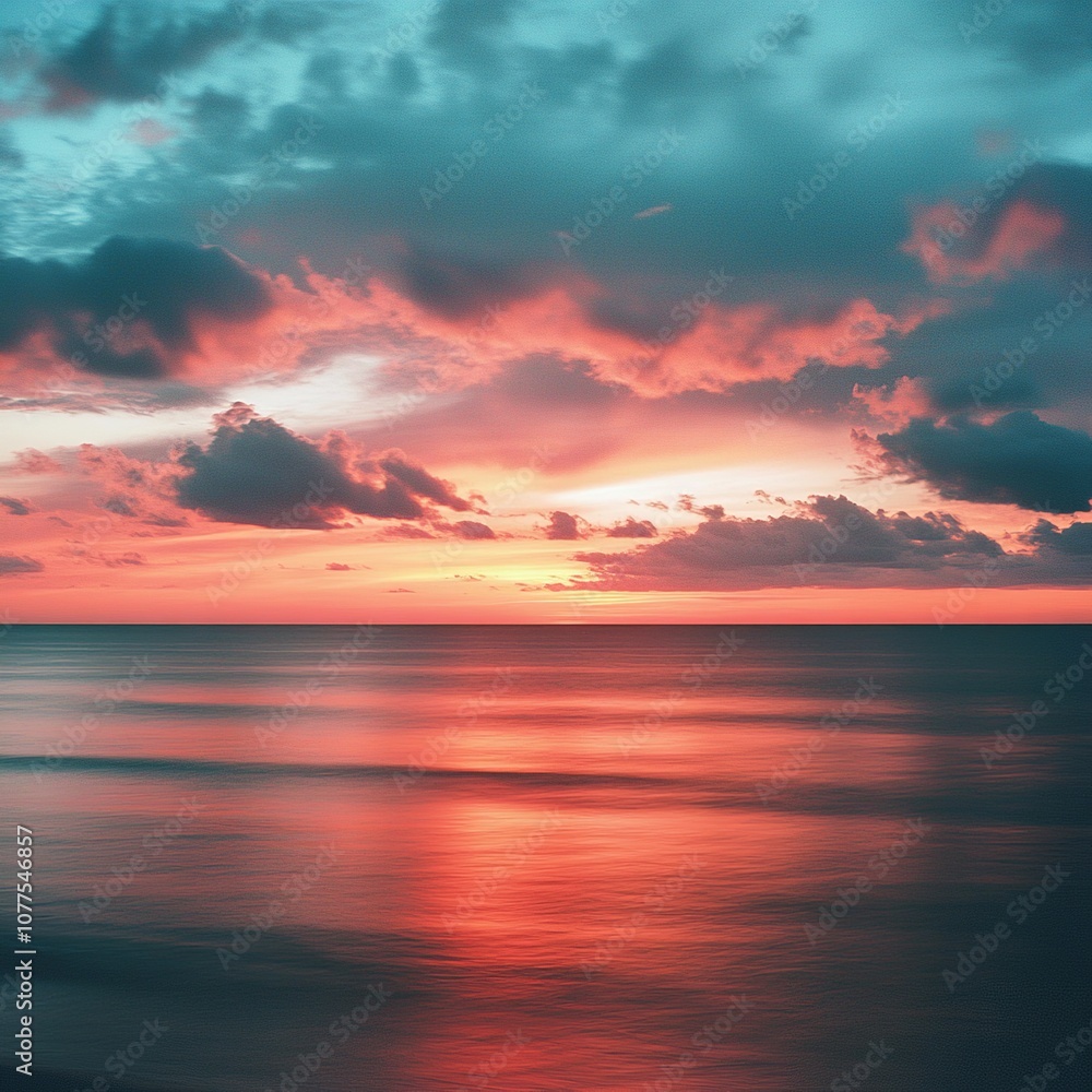 Naklejka premium Gorgeous sunset with glowing clouds