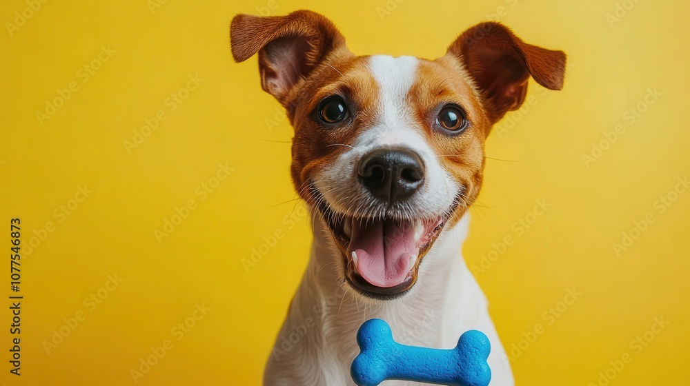 Smiling dog with a blue bone. This photo is perfect for promoting pet products or showcasing the joy of pet ownership. Smiling dog with a blue bone. This photo is perfect for promoting pet products or showcasing the joy of pet ownership.