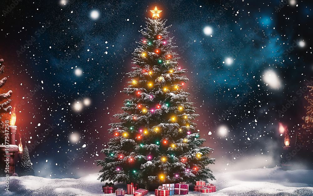 christmas tree in the night