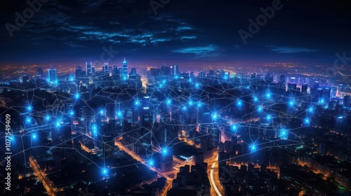 Wallpaper Mural A Futuristic Cityscape with a Network of Connections Torontodigital.ca