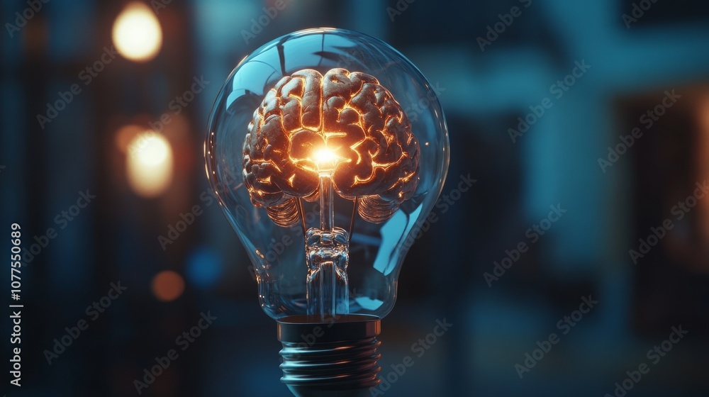 light bulb with a detailed brain texture, glowing and symbolizing new ideas and inspiration generative ai light bulb with a detailed brain texture, glowing and symbolizing new ideas and inspiration generative ai