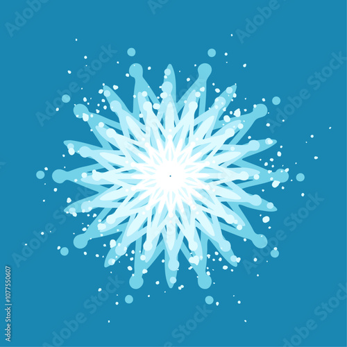 Decorative blue snowflake,festive elements for christmas,new year.Vector graphics.