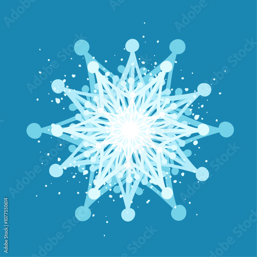 Decorative blue snowflake,festive elements for christmas,new year.Vector graphics.