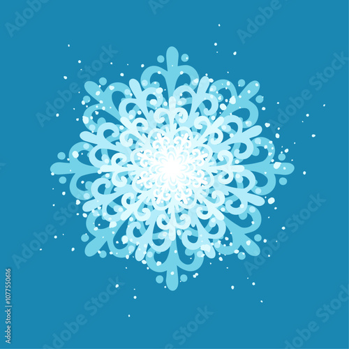 Decorative blue snowflake,festive elements for christmas,new year.Vector graphics.