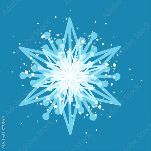 Decorative blue snowflake,festive elements for christmas,new year.Vector graphics.
