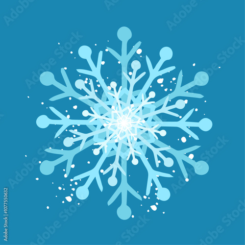 Decorative blue snowflake,festive elements for christmas,new year.Vector graphics.