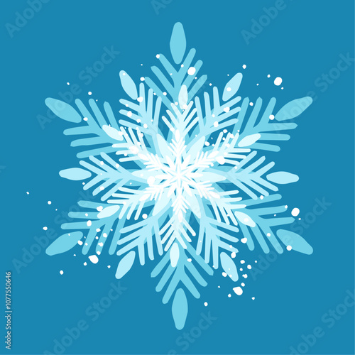 Decorative blue snowflake,festive elements for christmas,new year.Vector graphics.
