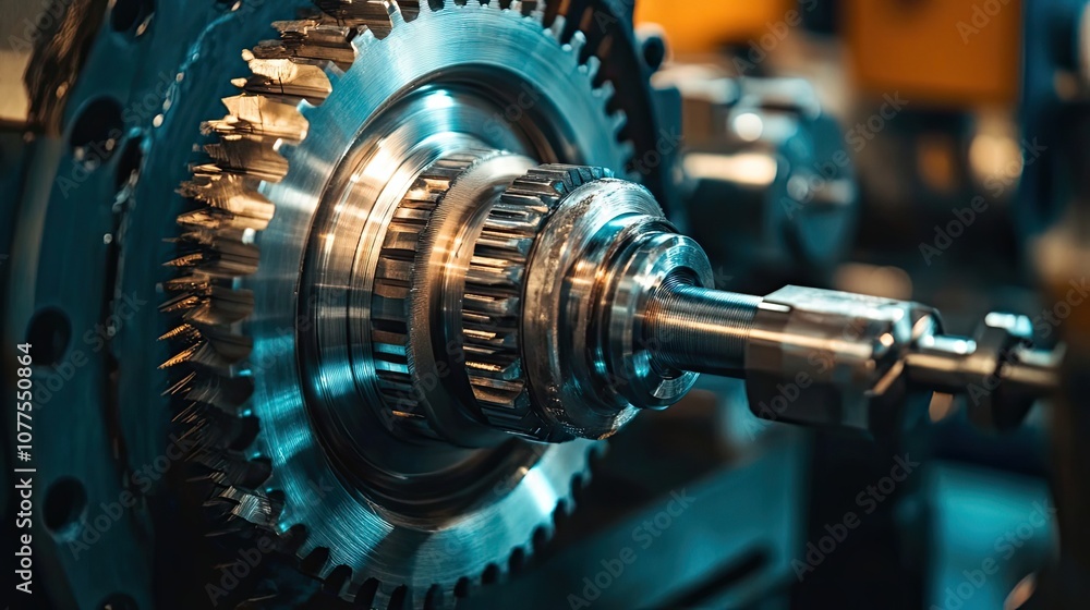 Close-up of a Complex Industrial Gear System with a Metal Rod Close-up of a Complex Industrial Gear System with a Metal Rod