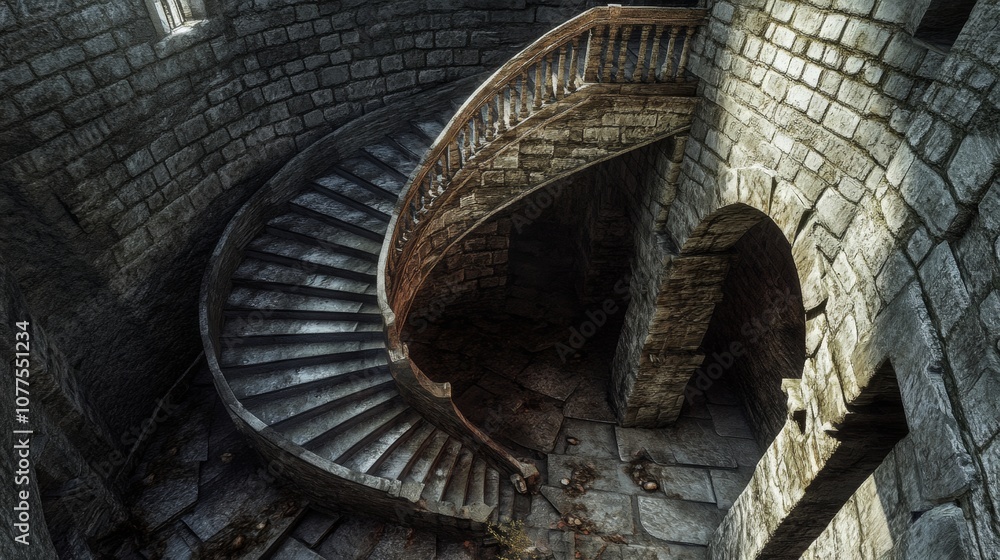 Fototapeta premium stairs of an old medieval castle