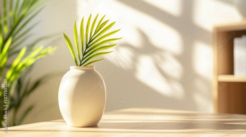 Handcrafted Ceramic Vase in Soft Neutral Tones with Elegant Green Foliage on a Minimalist Desk Space Bathed in Natural Light Handcrafted Ceramic Vase in Soft Neutral Tones with Elegant Green Foliage on a Minimalist Desk Space Bathed in Natural Light