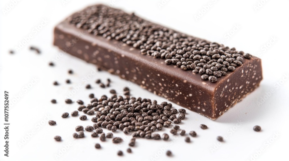 Protein Bar with Chia Seeds Scattered on Top, Healthy Snack Option for Fitness Enthusiasts and Active Lifestyles, Nutrition Focused, Rich in Protein Protein Bar with Chia Seeds Scattered on Top, Healthy Snack Option for Fitness Enthusiasts and Active Lifestyles, Nutrition Focused, Rich in Protein