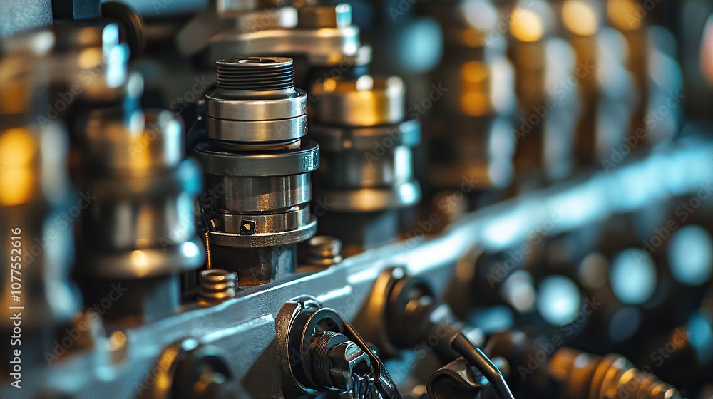 Detailed Close-Up of Isolated Diesel Engine Injectors and Components Showing Precision Mechanics in a Six-Cylinder Setup for Automotive Engineering Insights Detailed Close-Up of Isolated Diesel Engine Injectors and Components Showing Precision Mechanics in a Six-Cylinder Setup for Automotive Engineering Insights
