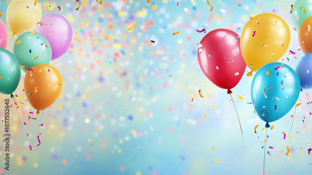 Colorful Balloons and Confetti Celebration Illustration Colorful Balloons and Confetti Celebration Illustration