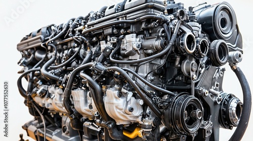 Modern Diesel Engine Focused on Injectors and Valves with Intricate Mechanical Design for Automotive and Industrial Applications