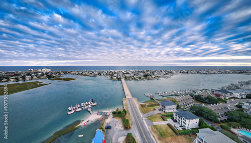 Aerial view over Wrightsville Beach in Wilmington North Carolina photo