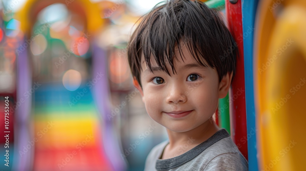 Embracing a colorful setting, a confident Asian kid's charismatic pose exudes natural charm and youthful confidence Embracing a colorful setting, a confident Asian kid's charismatic pose exudes natural charm and youthful confidence