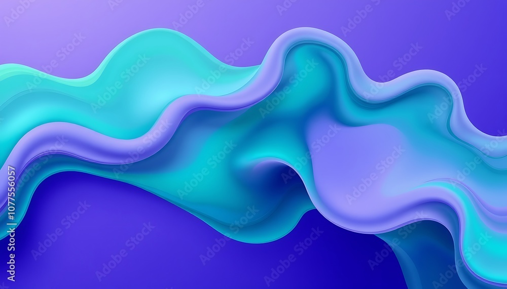 Fototapeta premium An abstract representation of the Northern Lights, with flowing waves of bright greens, blues, and purples dancing across the canvas. 