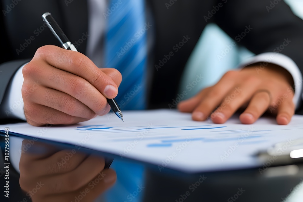 Professional Business Person Marking Task on Paper Professional Business Person Marking Task on Paper