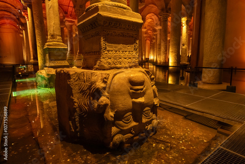 Tableau sur toile Photos taken inside the Basilica Cistern in Istanbul, Turkey