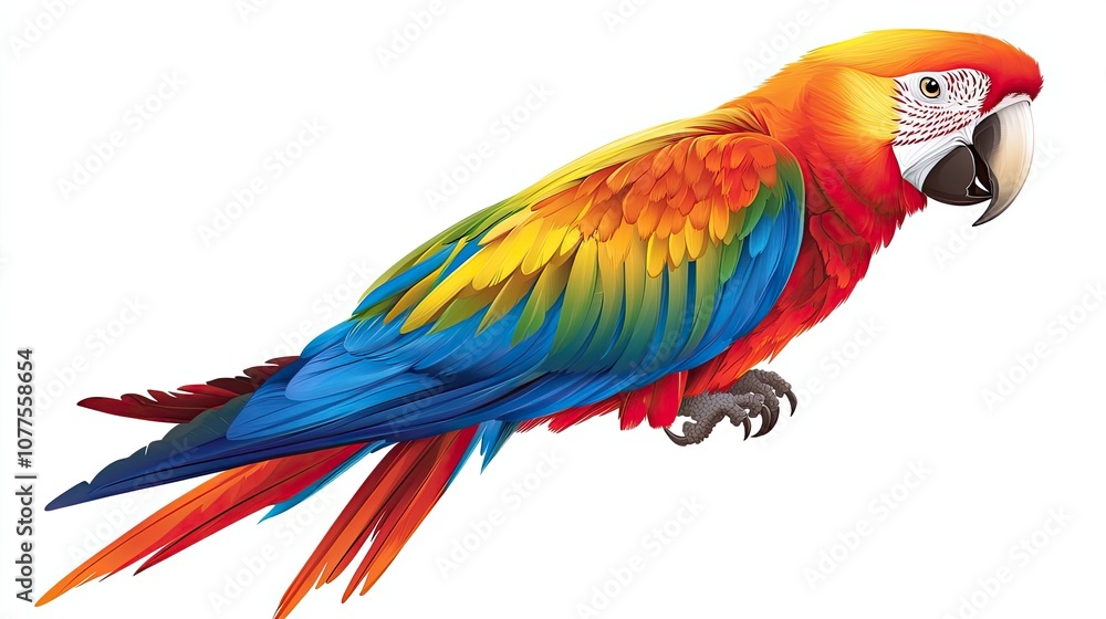 Fototapeta premium A Vibrant Scarlet Macaw with Striking Red, Blue, and Yellow Feathers