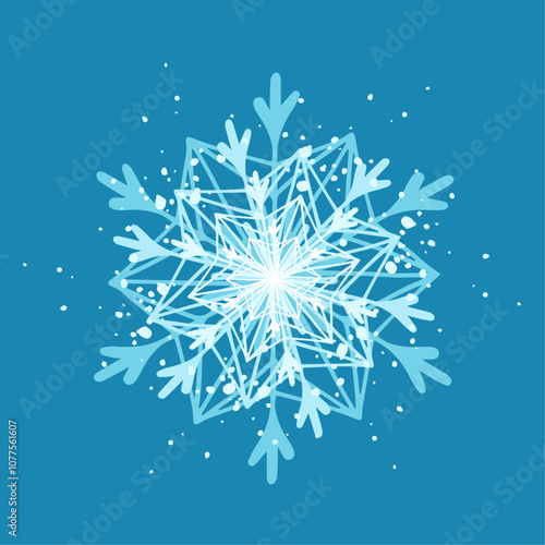 Decorative blue snowflake,festive elements for christmas,new year.Vector graphics.