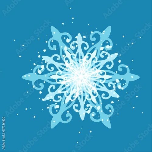 Decorative blue snowflake,festive elements for christmas,new year.Vector graphics.