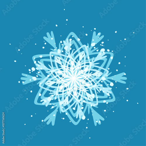 Decorative blue snowflake,festive elements for christmas,new year.Vector graphics.