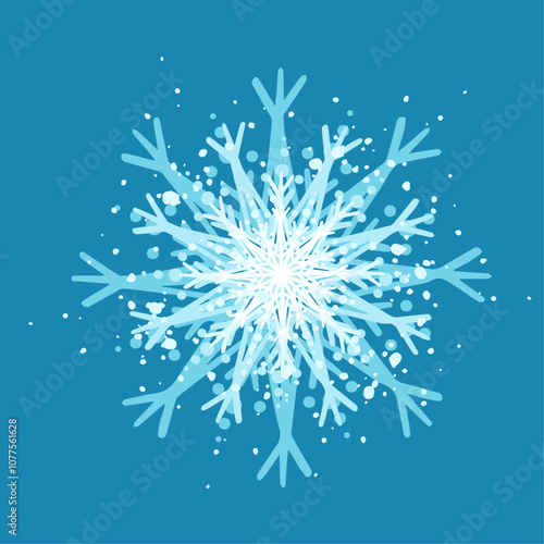 Decorative blue snowflake,festive elements for christmas,new year.Vector graphics.