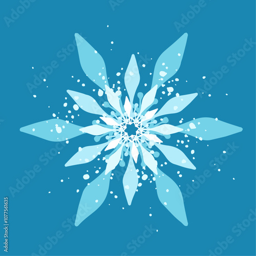 Decorative blue snowflake,festive elements for christmas,new year.Vector graphics.