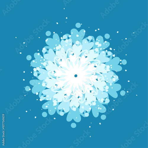 Decorative blue snowflake,festive elements for christmas,new year.Vector graphics.