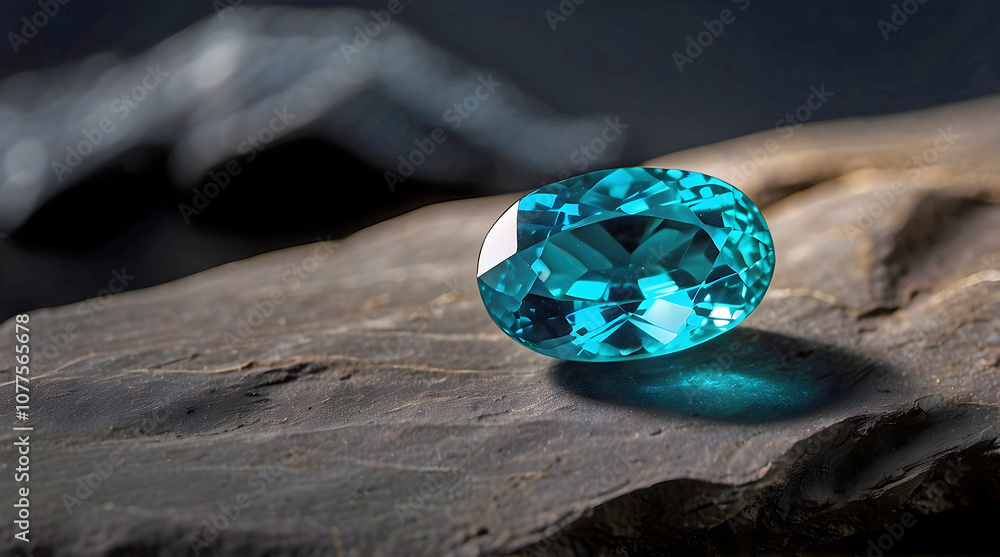 Hyper Realistic Closeup Of Paraiba Tourmaline Gemstone With Vivid Blue Hues Resting On Textured Rock Surface Highlighting Its Radiant Clarity Hyper Realistic Closeup Of Paraiba Tourmaline Gemstone With Vivid Blue Hues Resting On Textured Rock Surface Highlighting Its Radiant Clarity
