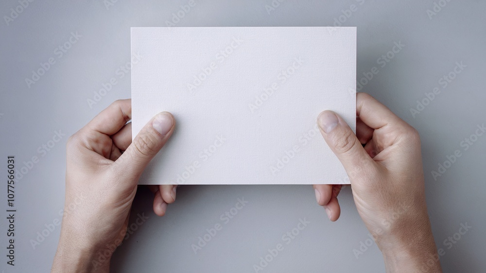 Hand holding blank white card mockup Hand holding blank white card mockup