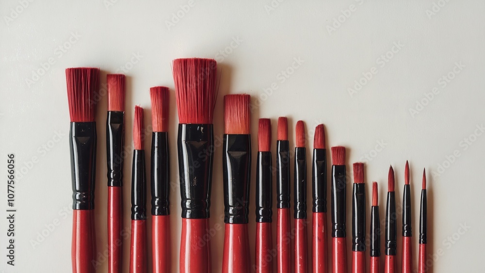 a collection of red paintbrushes on a white background a collection of red paintbrushes on a white background