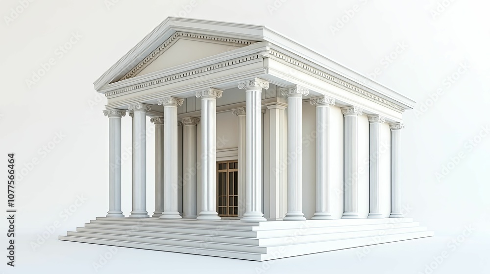 White Classical Building with Columns and Steps White Classical Building with Columns and Steps
